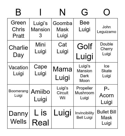 Bas Round 2 [Luigi] Bingo Card