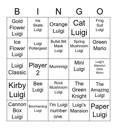 Imp Round 1 [Luigi] Bingo Card