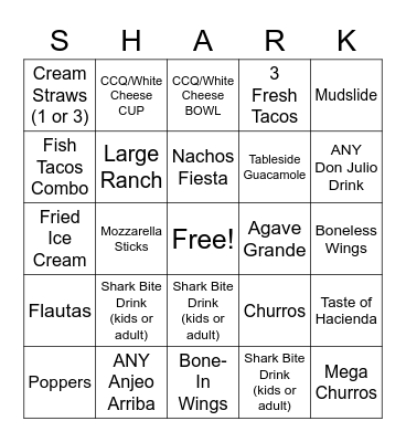 SHARK WEEK Bingo Card