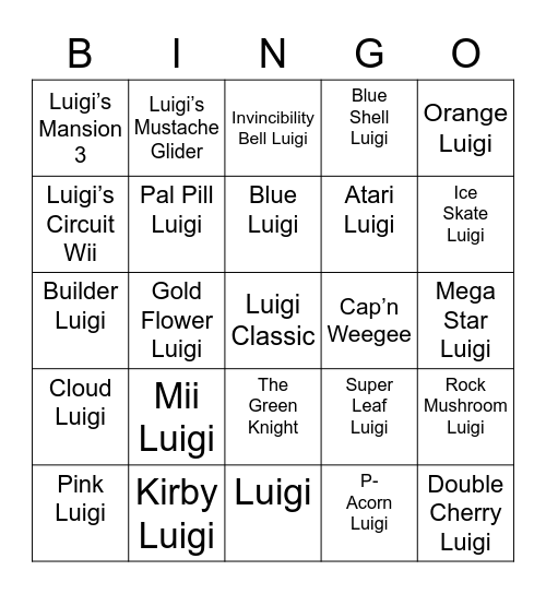 Gousse Round 2 [Luigi] Bingo Card