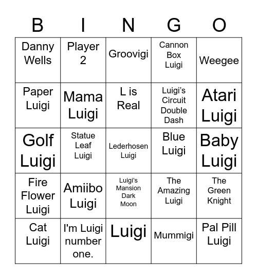 Mooncake Round 2 [Luigi] Bingo Card