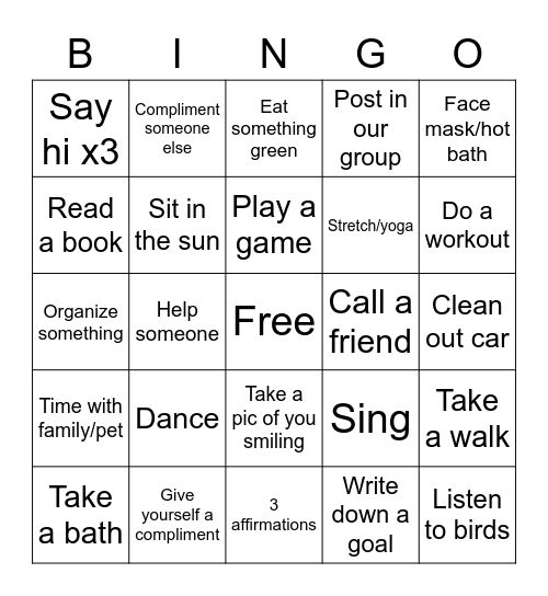 😃 My Happy Place ⭐️ Bingo Card