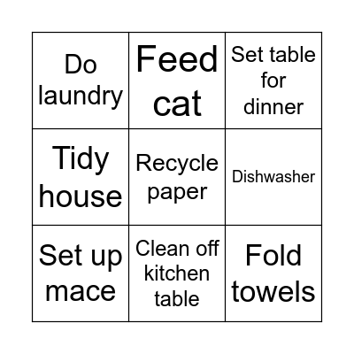 Saturday afternoon Bingo Card