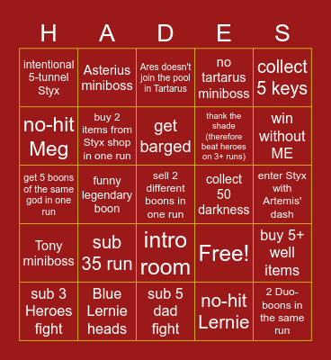 Hades Bingo (Fresh File) Bingo Card