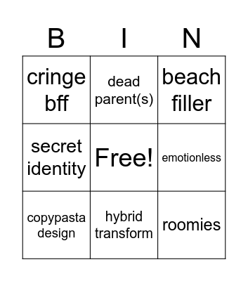 trope page Bingo Card
