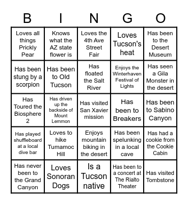 Find someone who.... Bingo Card