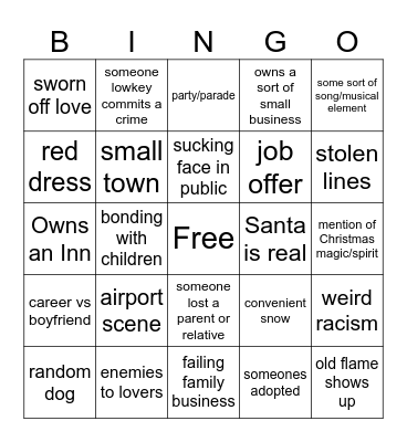 Hallmark Bingo Card