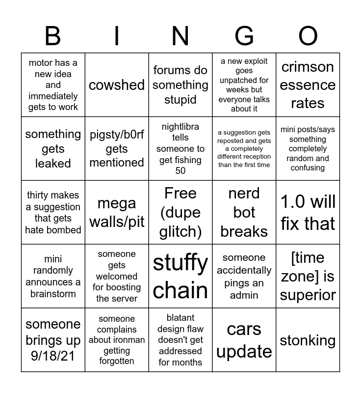 nerds bingo v2 Bingo Card