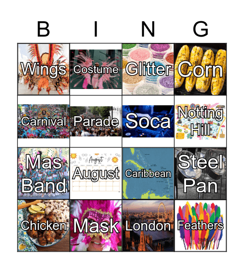 Notting Hill Carnival Bingo Card