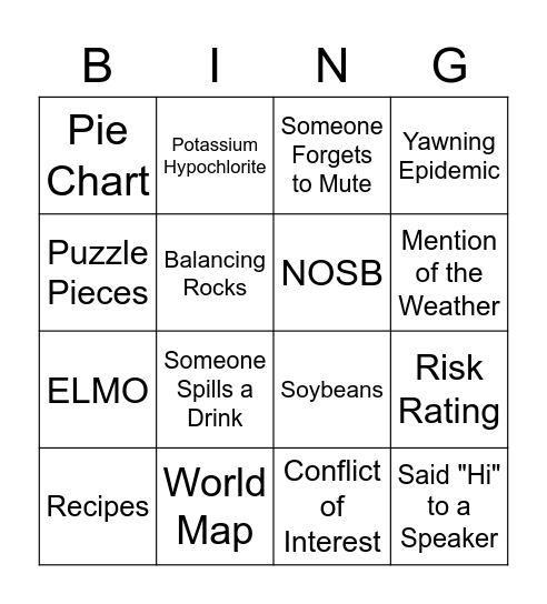 Annual Auditor and Team Training Bingo Card