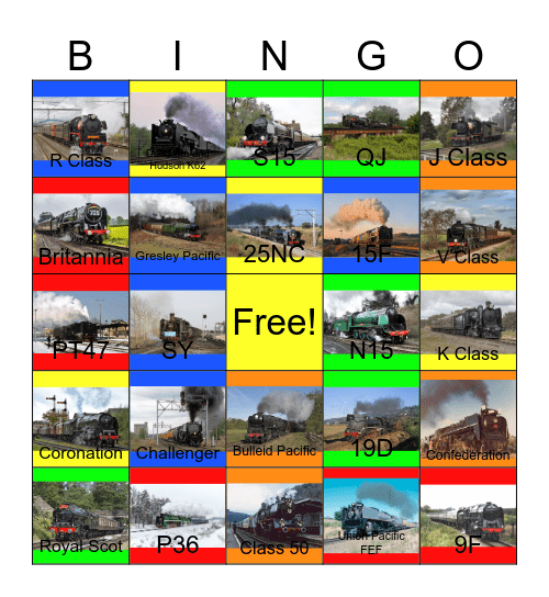 Colorful World of Steam Locos with Smoke Deflectors Bingo Card