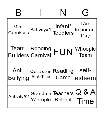 TEAM Bingo Card
