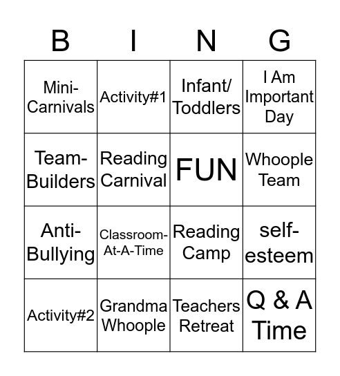 TEAM Bingo Card