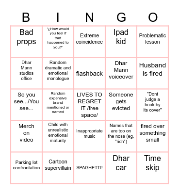 Dhar Mann Bingo Card