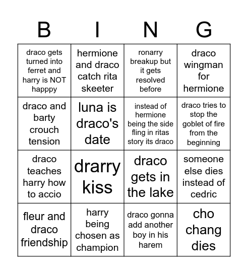 draco mqalfoy and the wheel of gay Bingo Card