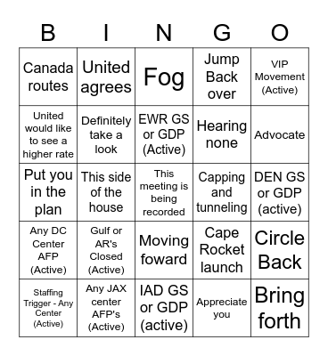 ATC Bingo Card