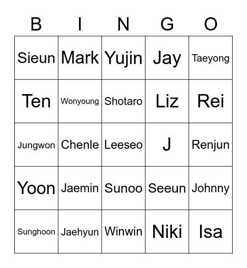 YIBO Bingo Card