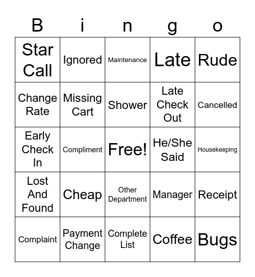 Morning Shift Bingo Card