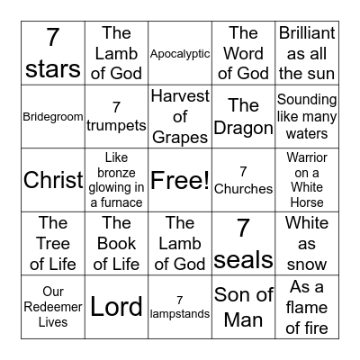 Revelation Bingo Card