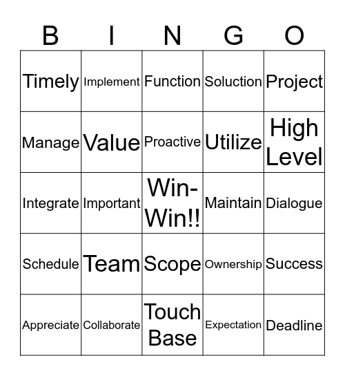 Buzzword Bingo! Bingo Card