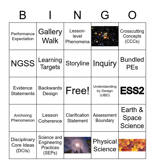 NGSS Bingo Card