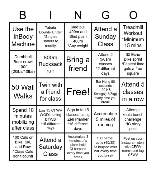 August Bingo Challenge Bingo Card