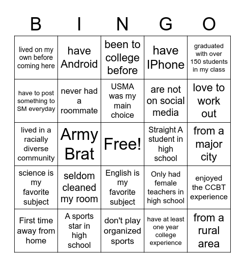 USMAPS Bingo Card