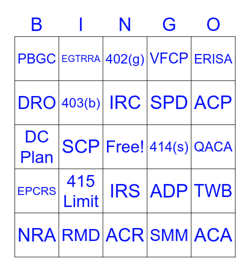 Aimpoint Acronym Bingo Card