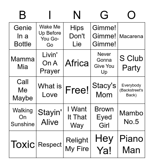 IYWE Bingo Card