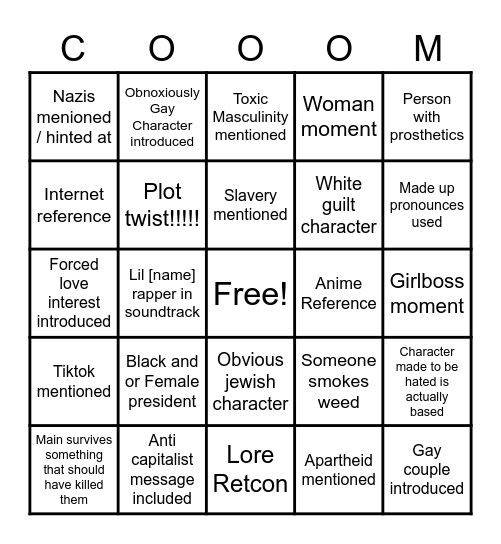 Evilest Residence Reboot Bingo Card