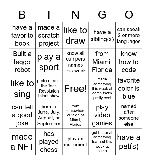 Tech Revolution People BINGO! Bingo Card