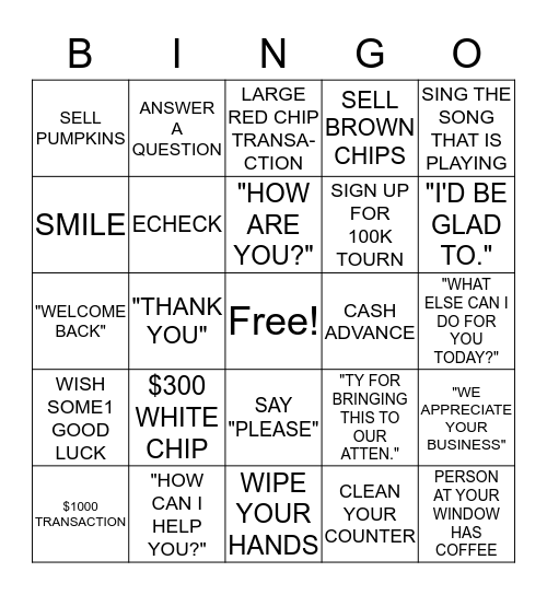 CAGE BINGO Card