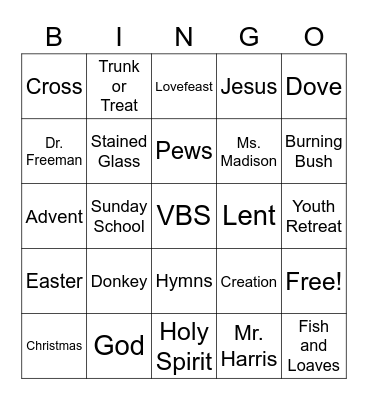 WHBC Bingo Card