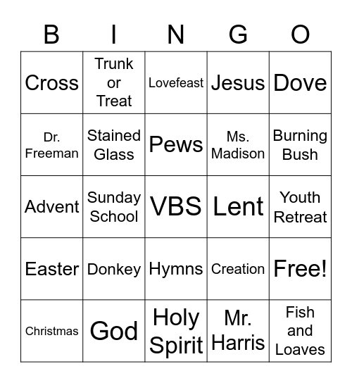 WHBC Bingo Card