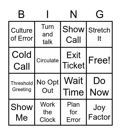 TLAC Strategies Bingo Card