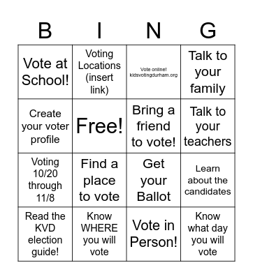 Are you ready to vote? Bingo Card