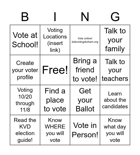 Are you ready to vote? Bingo Card