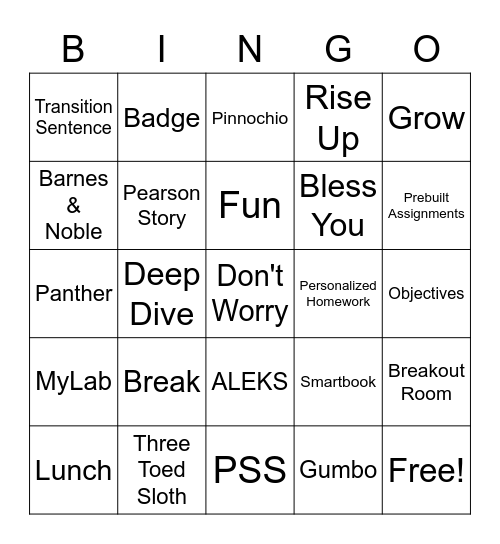 P!NGO Day 2 Bingo Card