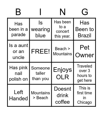 DCS BINGO Card