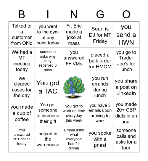 MISSION TEAM Bingo Card