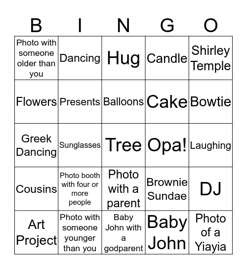 #babyjohnmm Bingo Card