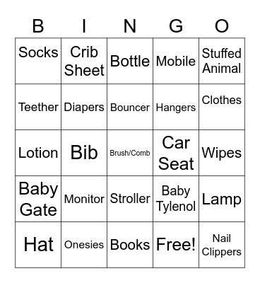 Baby Shower Bingo Card