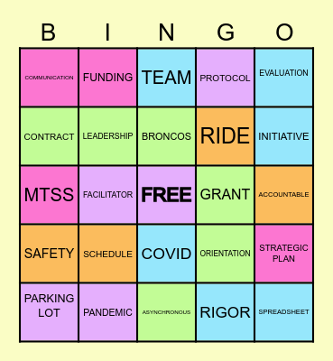 Administrative Leadership Retreat BINGO Card