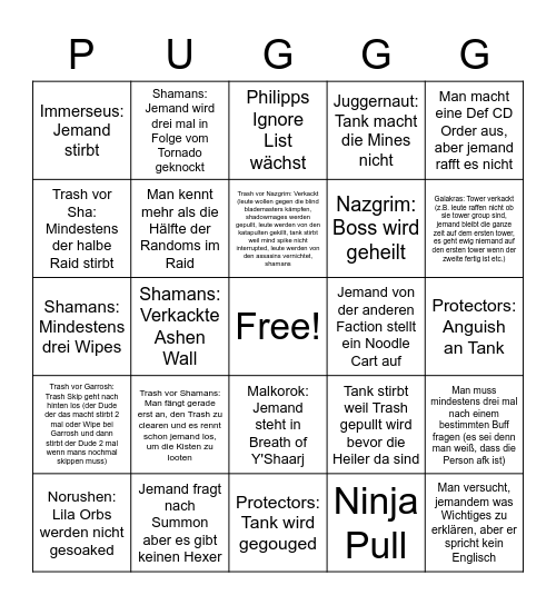 Pug Bingo Card
