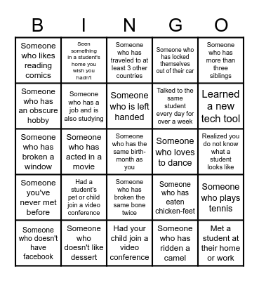 Tuhonohono Bingo Card