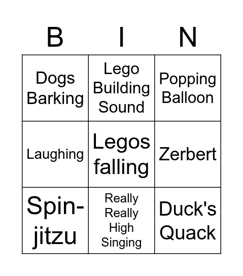 Silly Sound Bingo Card