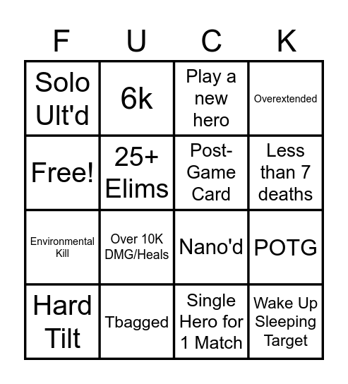 The Chosen Ones OW Bingo Card