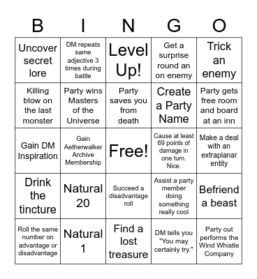 Erethor Bingo Card