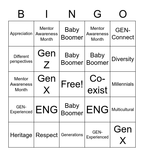 ENG Bingo Card