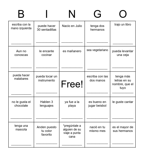 Ser tu!: Encuentra a alguien que... Bingo Card